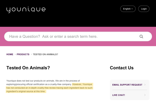 Younique Animal Testing Policy