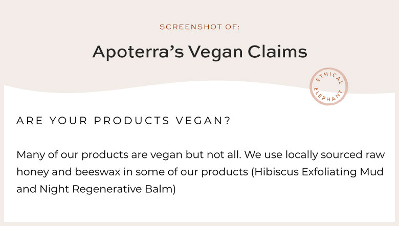 Apoterra's Vegan Claims