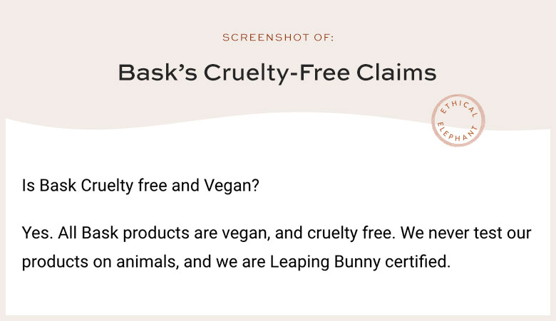 Bask Cruelty-Free and Vegan Claims