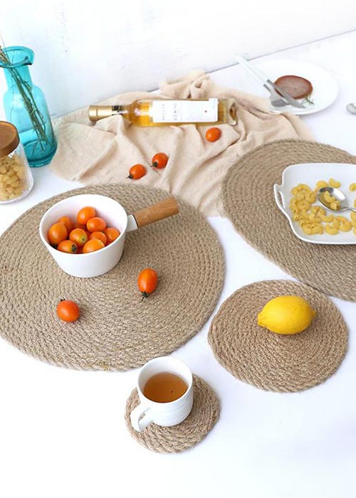 handmade table mats made from flat, an eco-friendly and natural material