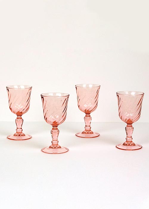  vintage set of pink depression style sherry wine glasses