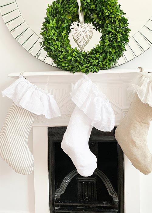 shabby chic Christmas linen stockings
