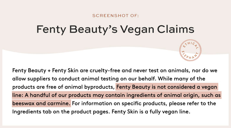 Fenty Beauty Vegan Claims