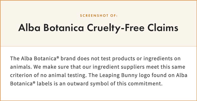 Alba Botanica Cruelty-Free Claims