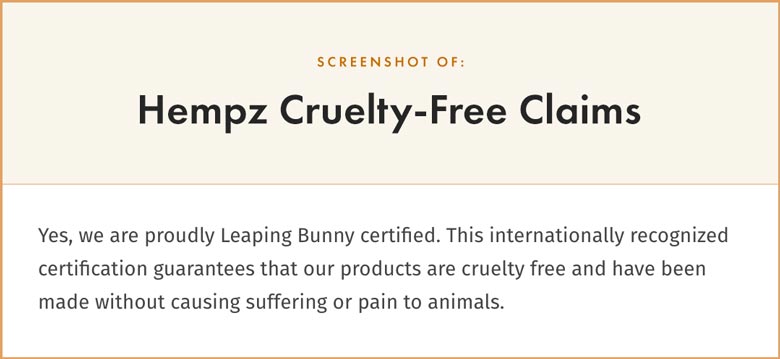Hempz Cruelty-Free Claims