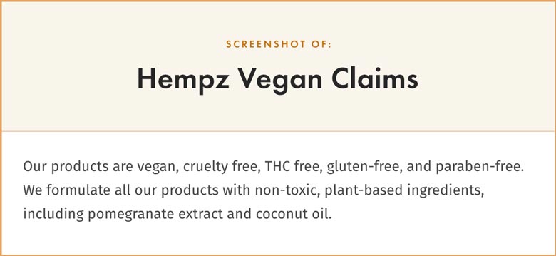 Hempz Vegan Claims