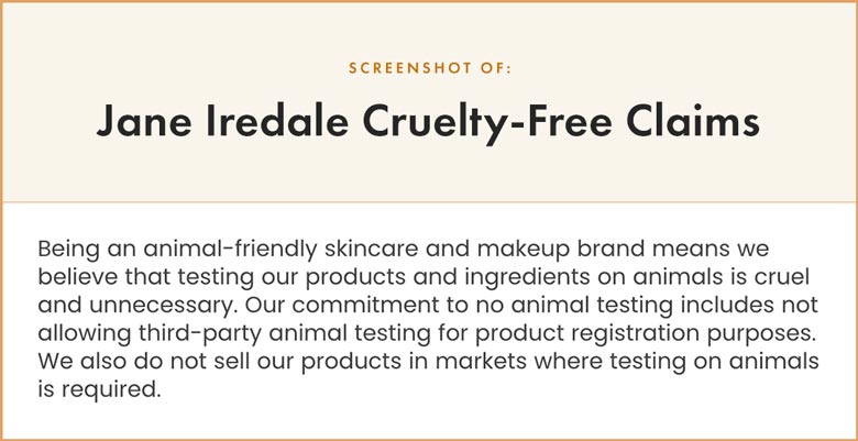 Jane Iredale Cruelty-Free Claims