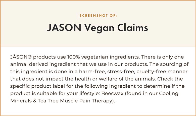 JASON Vegan Claims