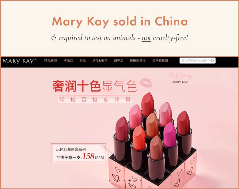Mary Kay Sold in China; Required to Test on Animals and Cannot Be Cruelty-Free