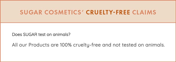SUGAR Cosmetics Cruelty-Free Claims