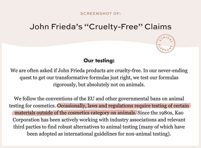 Is John Frieda Cruelty-Free?