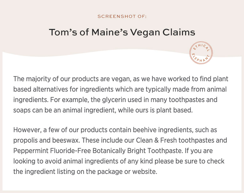 Is Tom's of Maine Vegan?
