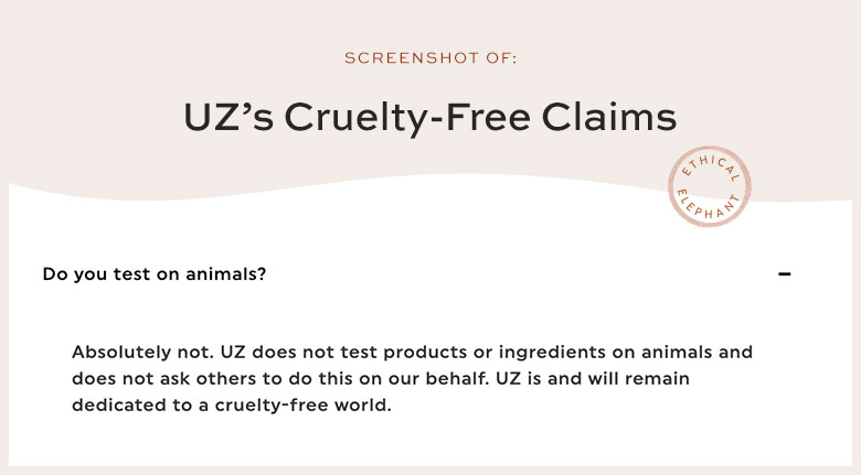 UZ Cruelty-Free Claims